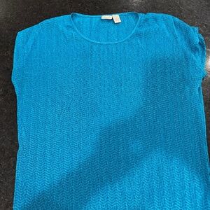 Kim rogers womens blouse 2xl aqua dress shirt polyester